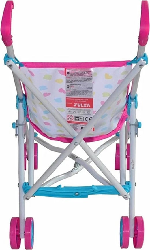 Karrocë kukulle, Milly Mally, Julia Candy, për kukulla deri 50 cm, palosje tip ombrellë, rozë