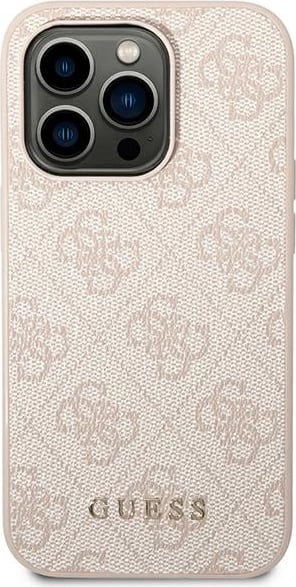 Mbështjellës Guess GUHCP14XG4GFPI për iPhone 14 Pro Max 6.7", hardcase, lëkurë sintetike, rozë