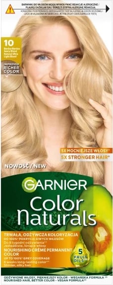 Bojë për flokë për femra Garnier Color Naturals 10 Shumë Shumë Bionde e Hapur, 1 copë