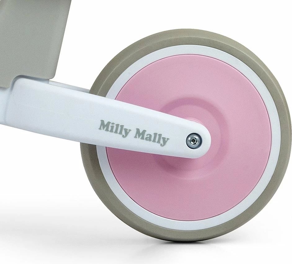 Bicikletë pa pedale për fëmijë, Milly Mally Velo, rrota 7 inch, kornizë plastike e lehtë, ngjyrë rozë