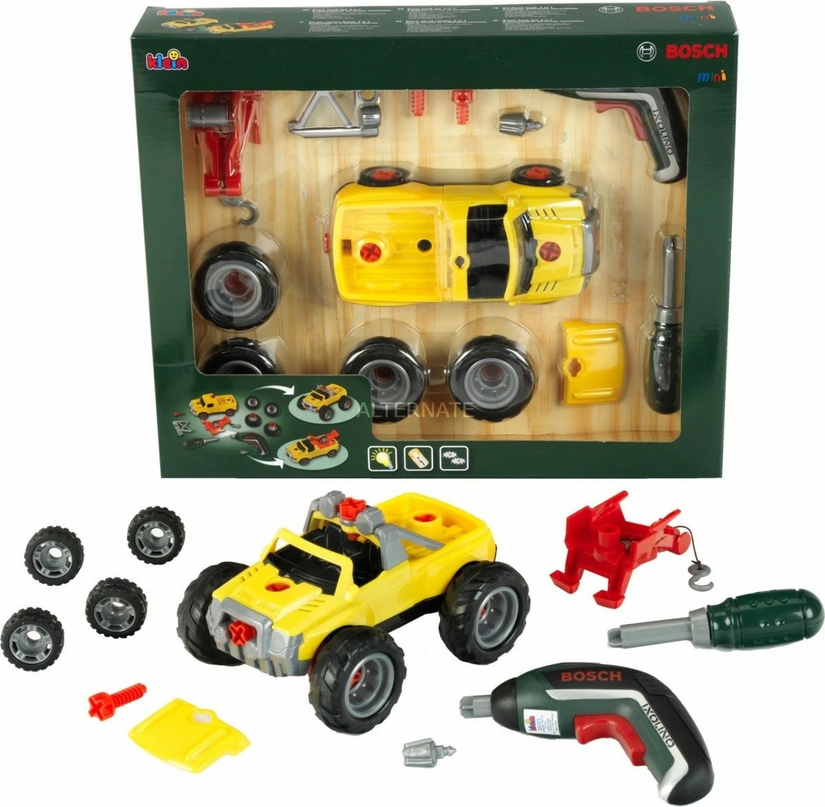 Set lodër makinë montuese 3-në-1 Klein me kaçavidë, e verdhë