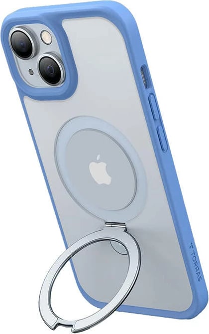 Mbështjellës Torras UPRO Ostand Matte për iPhone 15, kaltër e errët