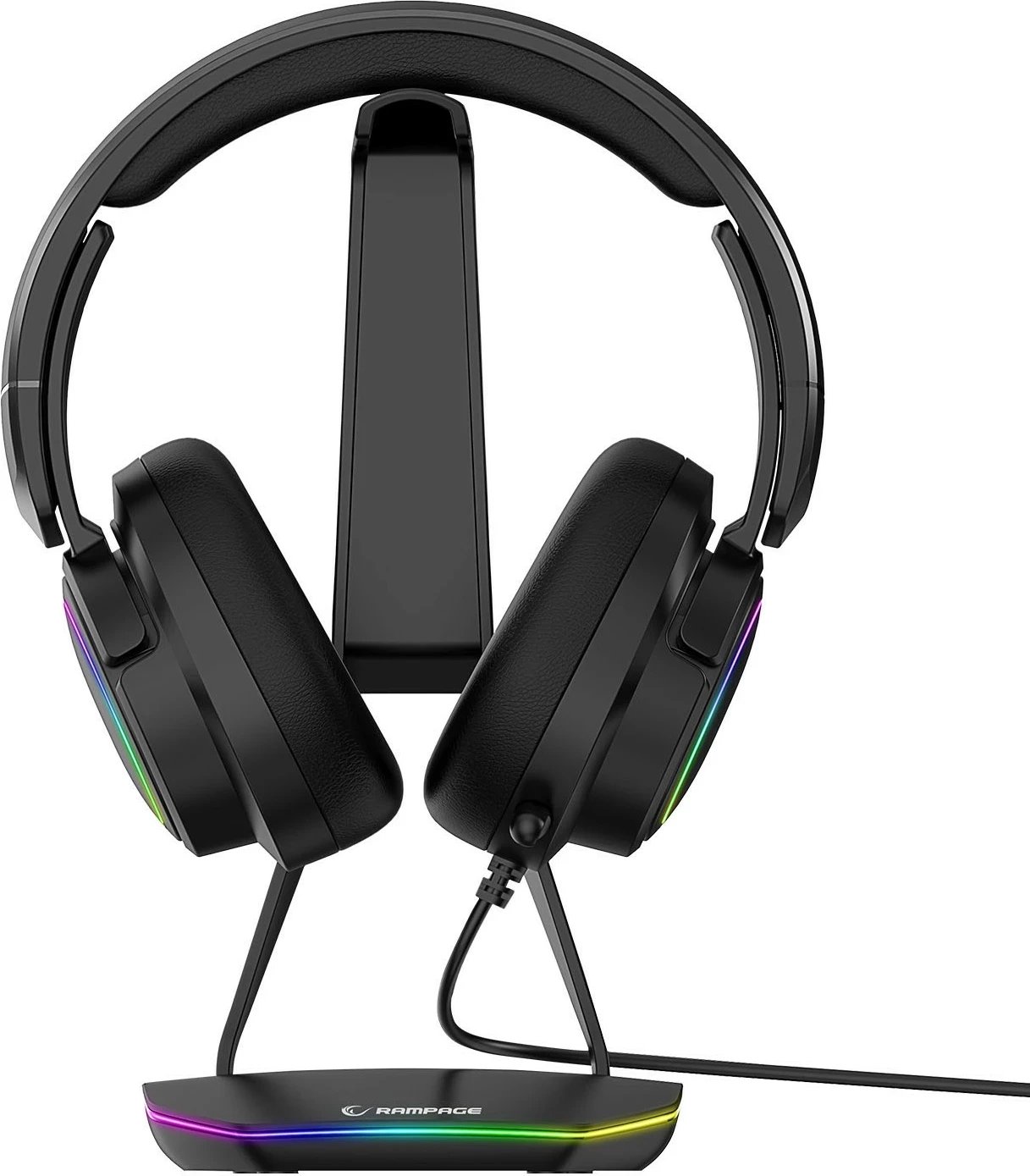 Stojak kufje Rampage T14, gaming, RGB, 2x USB, e zezë