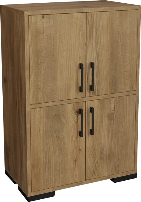 Kabinet melamine, ngjyrë natyrale dhe këmbë metalike të zeza, 60x35x90cm