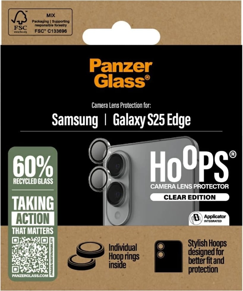 Mbrojtës lentash PanzerGlass Hoops për Samsung Galaxy S25 Edge, Transparent