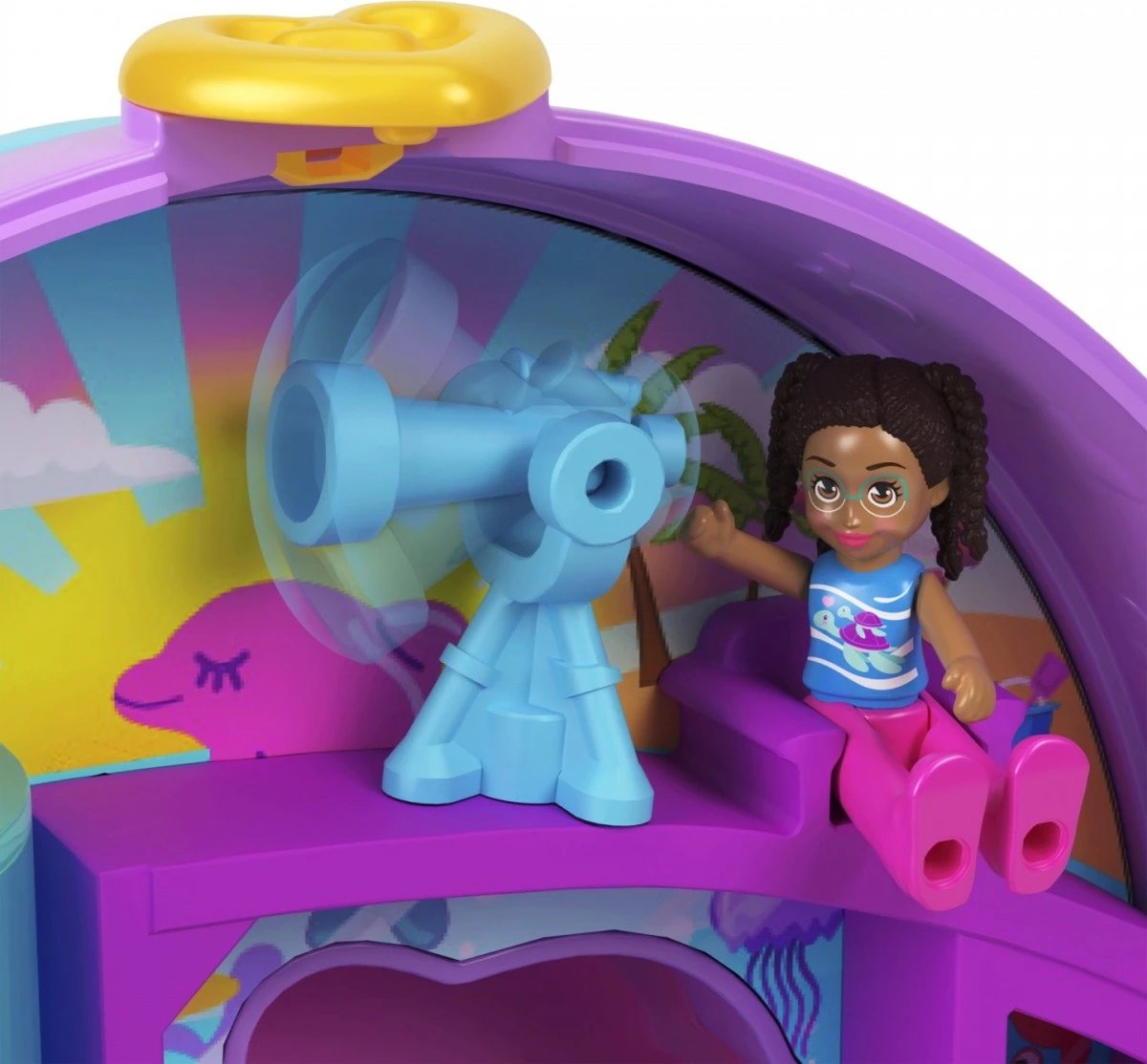 Set lodrash Polly Pocket Aquarium Delfina Compact, Mattel, HWN96, plastikë, me figurina dhe aksesorë, për vajza
