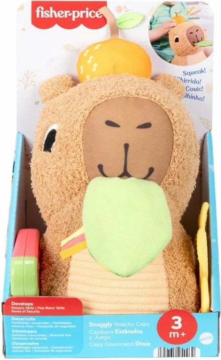 Lodër pellushi Fisher-Price Snuggly Snacky Capy, MATTEL, Bronztë