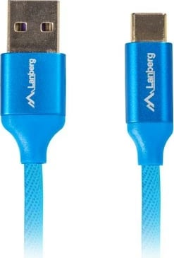 Kabllo USB Lanberg CA-USBO-21CU-0010-BL, 1 m, USB 2.0, USB A në USB C, Blu