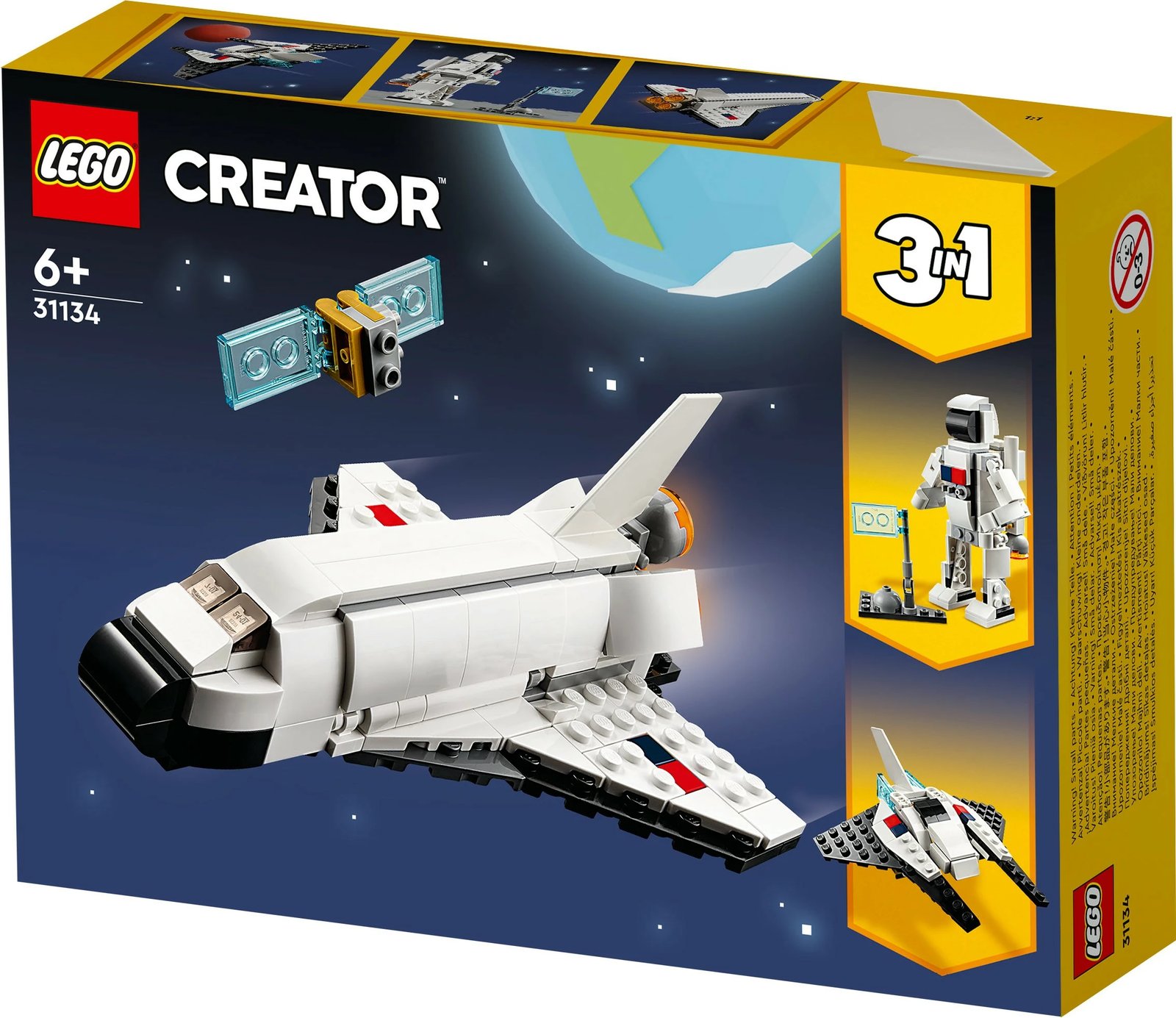 Set ndërtimi LEGO Creator 3-in-1 Space Shuttle, 144 pjesë, shumëngjyrësh