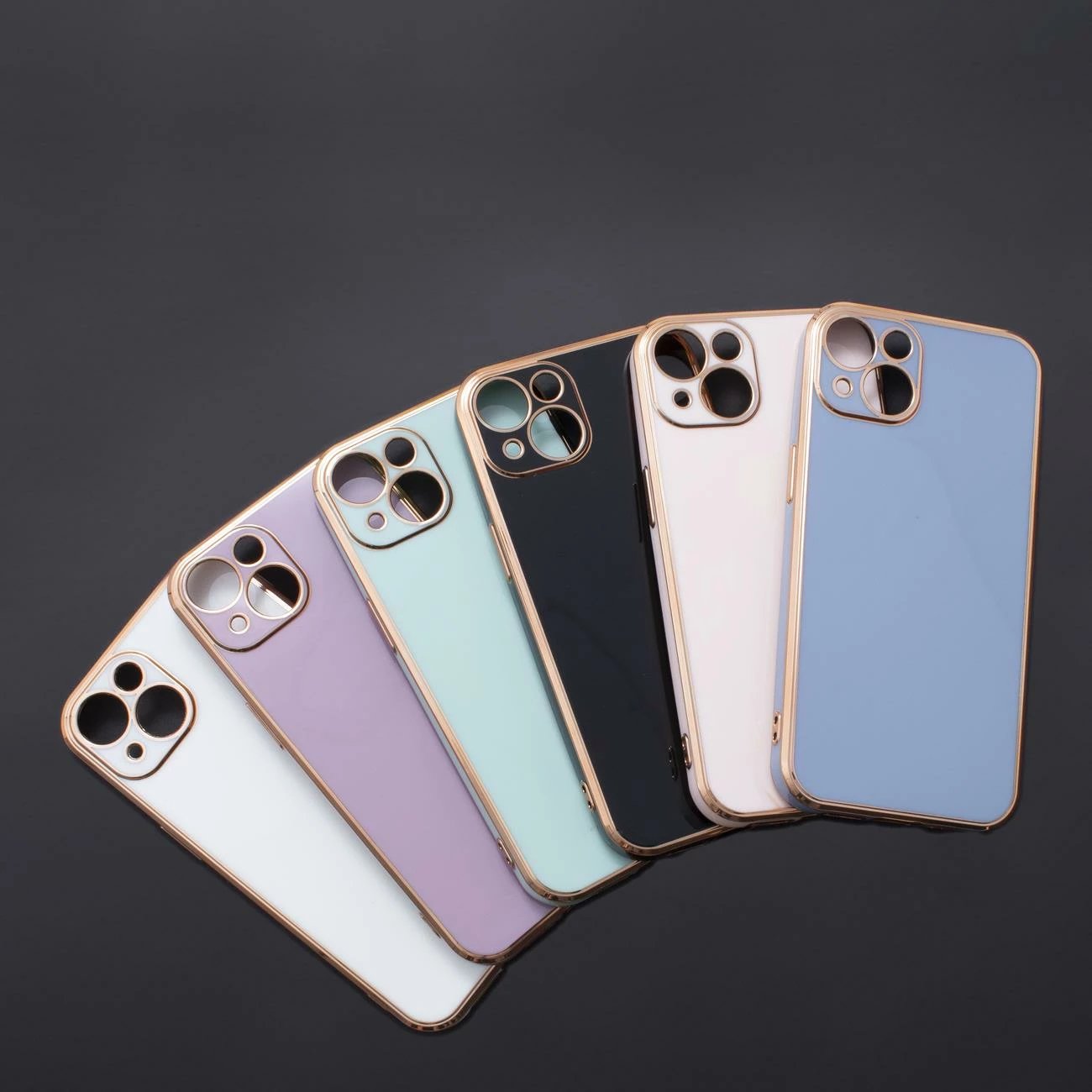 Mbështjellës Hurtel Fashion Case për iPhone 12 Pro Max, xhel, kornizë e artë, mint