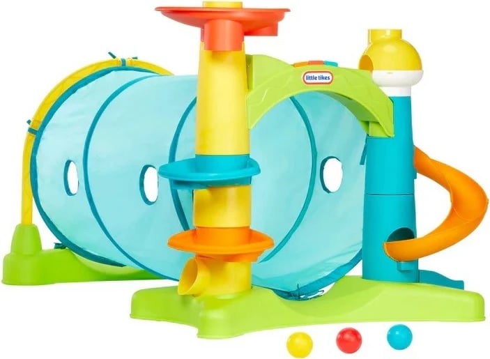 Tunel loje dhe mësimi 2-në-1 Little Tikes, 639838-EUC, plastikë, shumëngjyrësh, me 5 topa