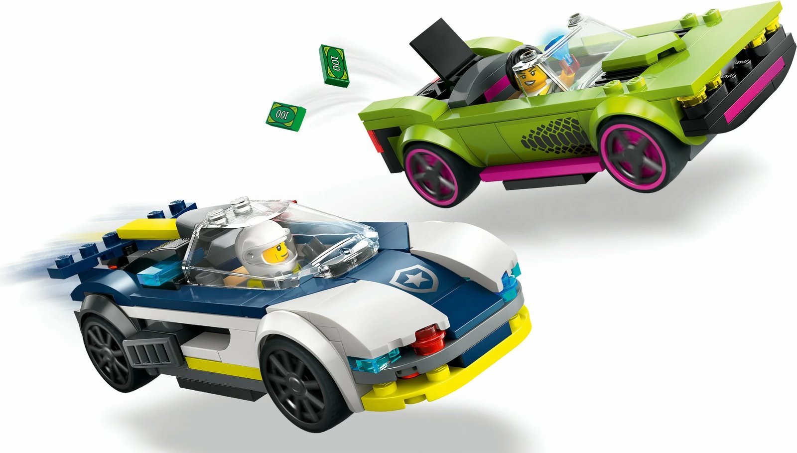 Set ndërtimi LEGO City 60415, veturë policie dhe muscle car, shumëngjyrëshe
