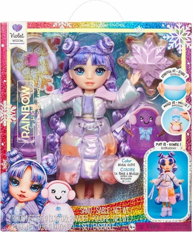 Lodër MGA Rainbow High Winter Wonderland Violet, ngjyrë vjollcë