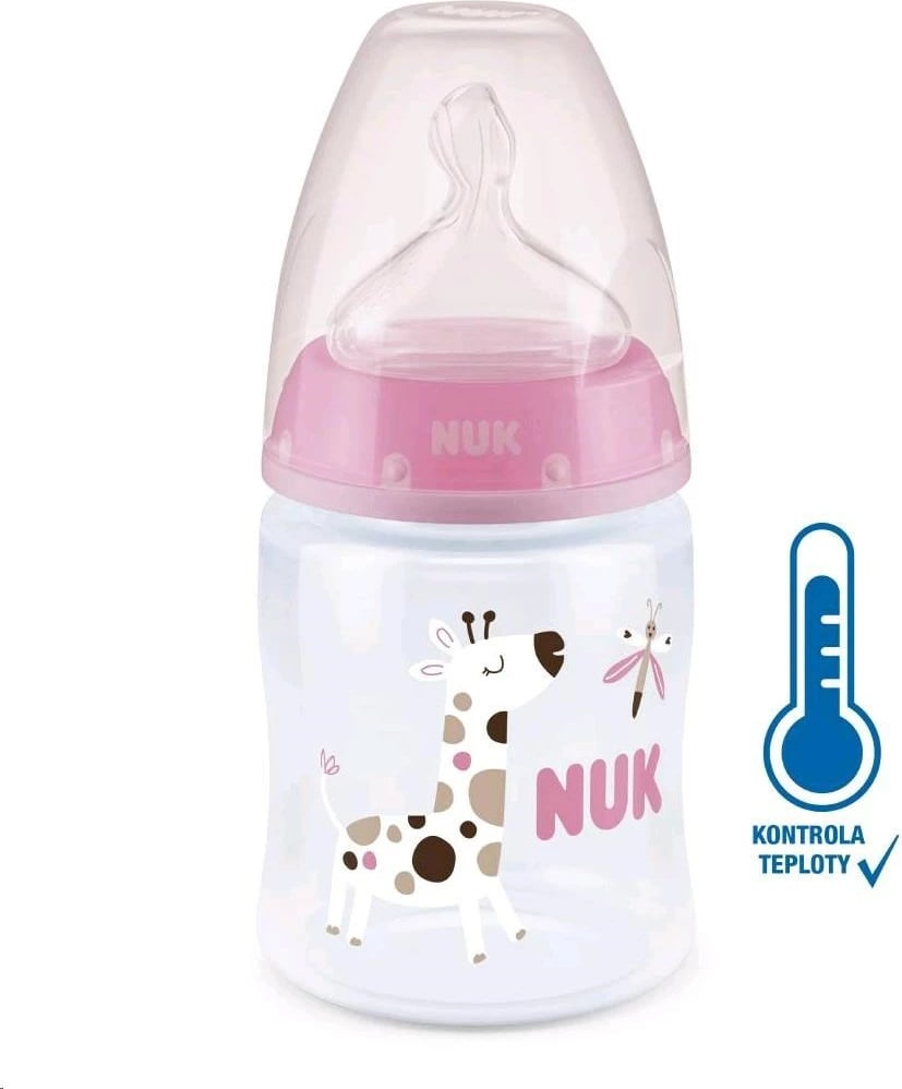 Shishe për bebe, NUK, First Choice Temperature Control, 150 ml, thithkë M 0–6 muaj, rozë