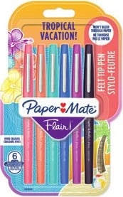 Set stilolapsa PaperMate Flair Tropical, 6 ngjyra, plastikë, medium
