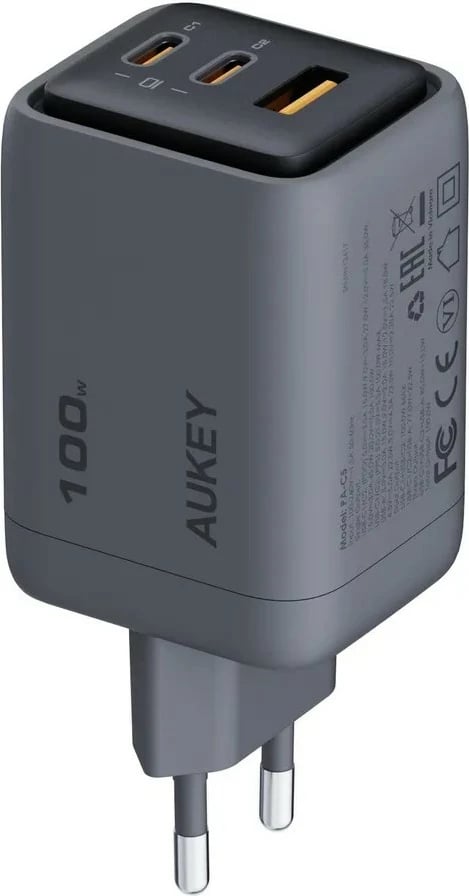 Karikues muri AUKEY PA-C5 Comet Mix 3, 100W, 3xUSB (2xUSB-C, 1xUSB-A), Gri