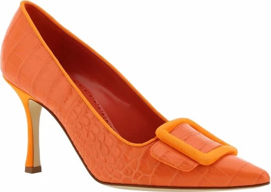 Këpucë Manolo Blahnik për femra, portokalli