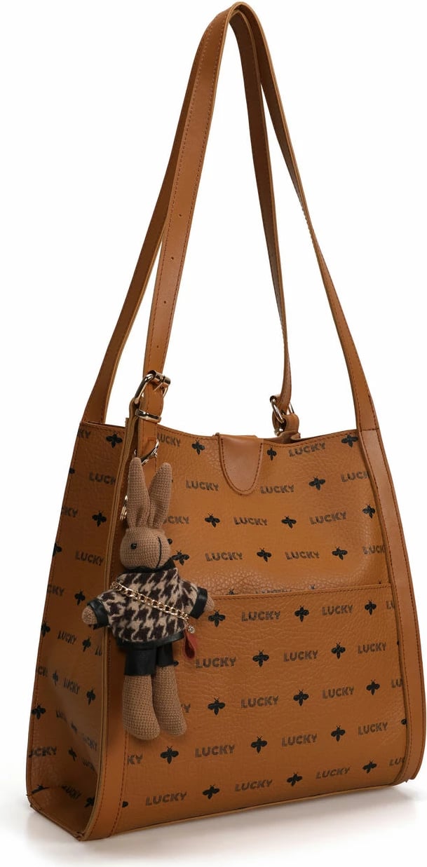 Tote bag ngjyrë mustard Lucky Bees, 352
