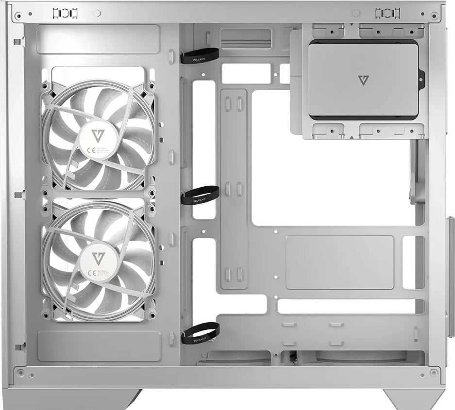 Kasë MODECOM Volcano Panorama NF Midi, ATX, xham i temperuar, e bardhë