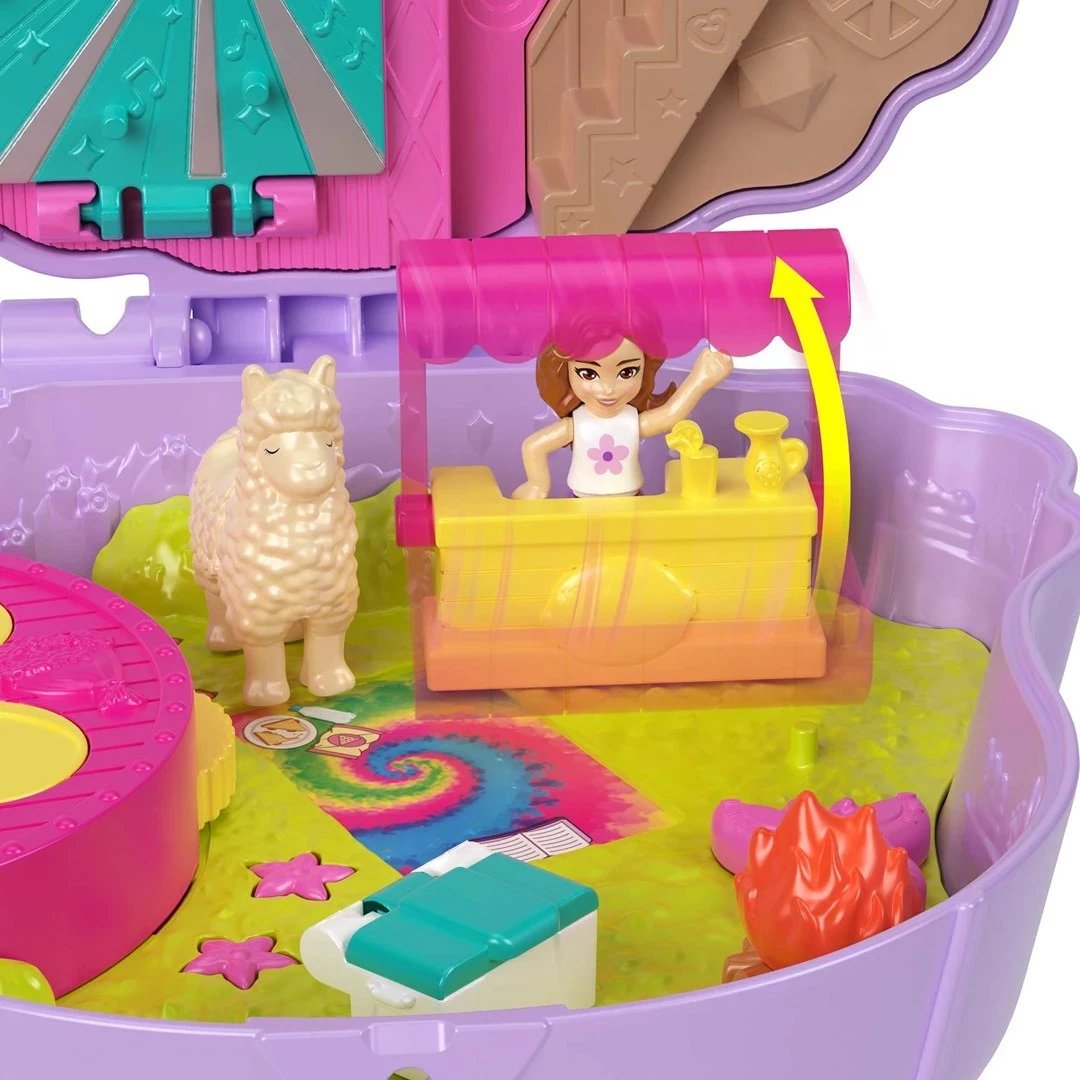 Set lodrash Polly Pocket CAMP ADVENTURE Llama Compact, Mattel, HKV33, shumëngjyrëshe