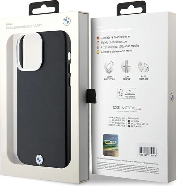 Mbështjellës BMW Signature Wrapped Metal MagSafe për iPhone 15 Pro Max, i zi
