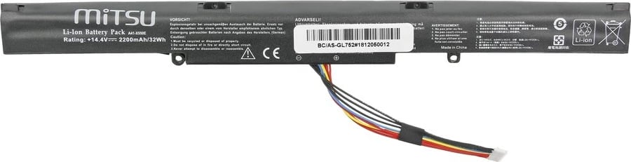 Bateri laptop Mitsu BC/AS-GL752, 2200 mAh, 14.4-14.8V, e zezë
