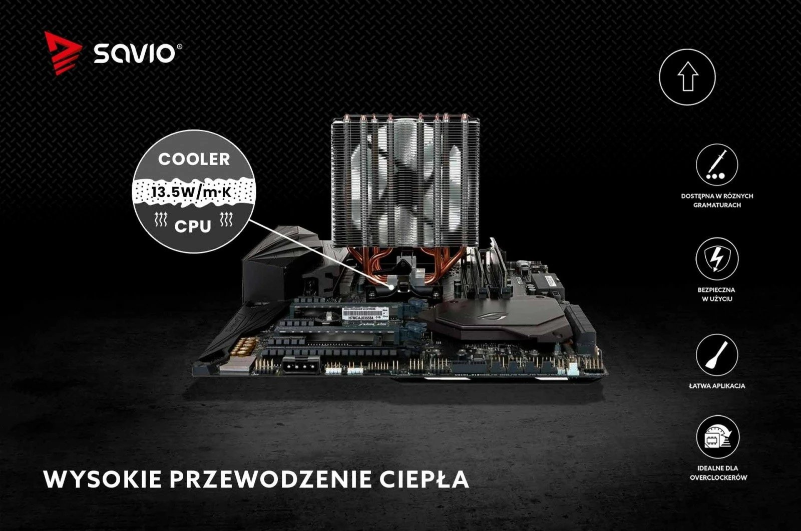 Pastë termike Savio TG-03, 2g, 13.5 W/mK, e zezë