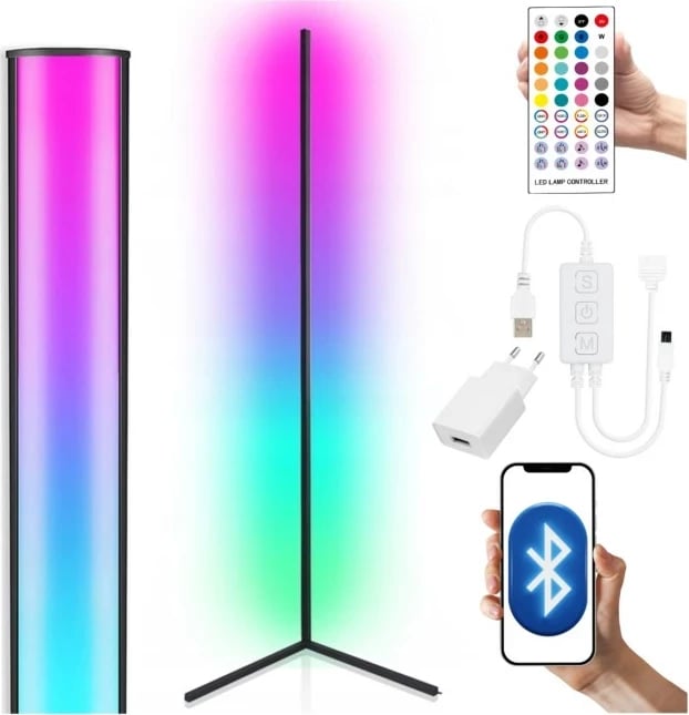 Llambë dyshemeje këndore LIGHT4ME WALL POLE 1, LED, me Bluetooth, me shumë ngjyra