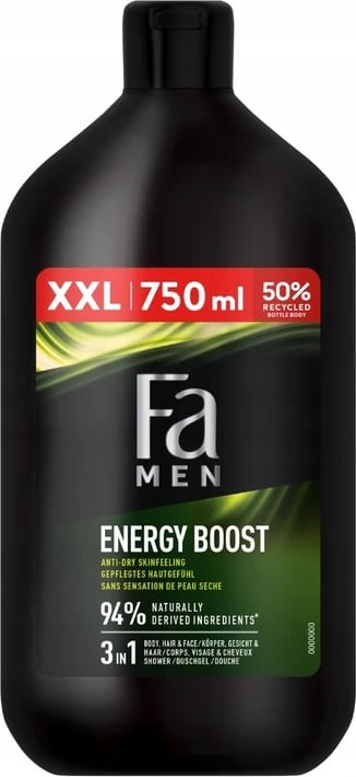 Xhel dushi për meshkuj Fa Men Sport Energy Boost Guarana dhe Ginseng, 750ml