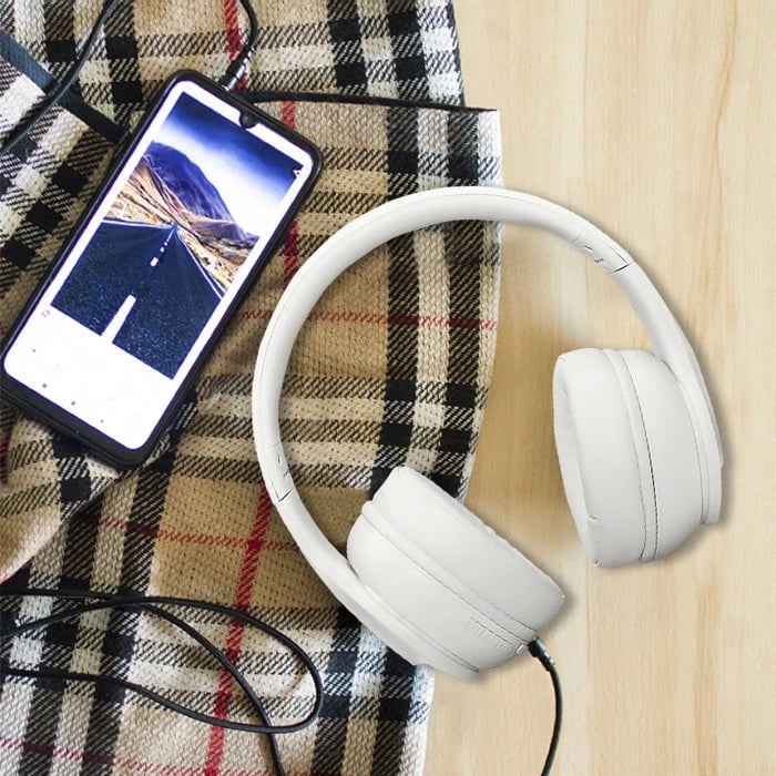 Kufje pa tela Qoltec 50845 me mikrofon, Bluetooth 5.0, Stereo, Bardhë