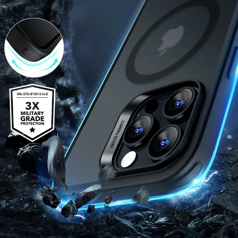 Mbështjellës ESR Classic Hybrid HaloLock me MagSafe dhe xham të temperuar për iPhone 16 Pro, Gjysmë-transparent