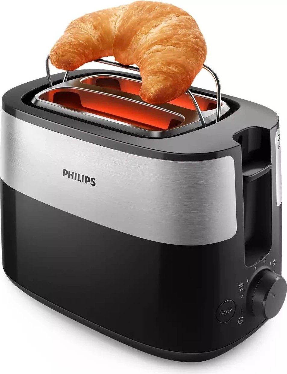 Toster Philips HD2516/90, 830W, 2 feta, 8 nivele, i zi-argjendtë