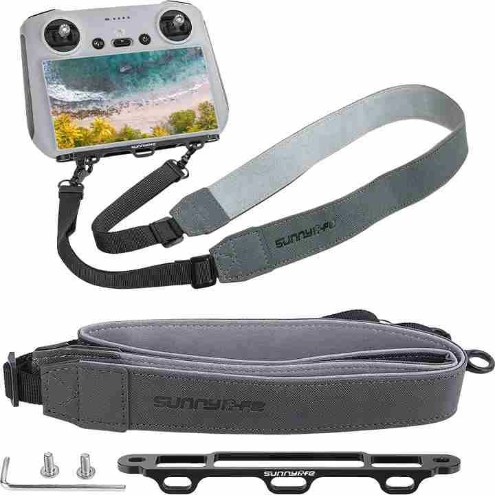 Mbajtës me litar Sunnylife për kontrollues DJI RC MM3-GS389, alumini + lëkurë PU, gri