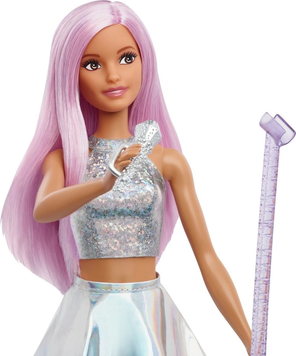 Kukull Barbie Mattel JCW42 Pop Star me mikrofon, për vajza, Rozë
