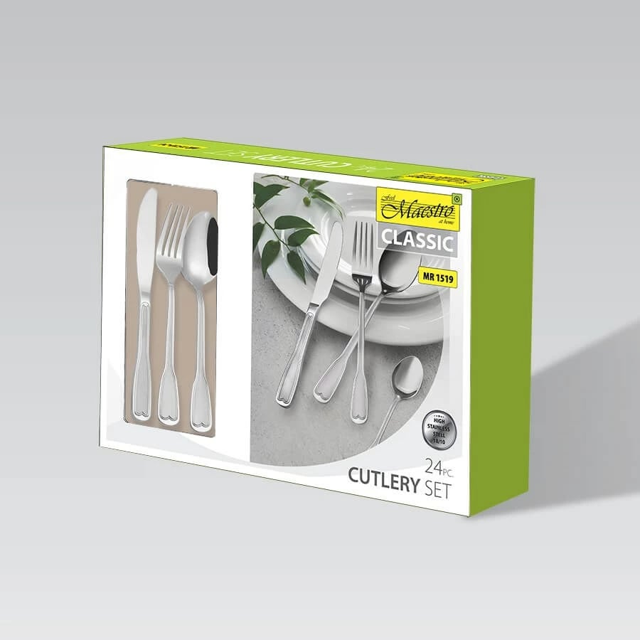 Set i Shtëpisë për Ngrënie Maestro MR-1519-24, Prej Çeliku Inox, Argjendtë