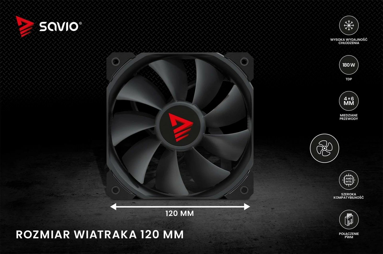 Ftohës procesori Savio Vortex X2 Black, 120 mm, 4-pin, për Intel/AMD, i zi