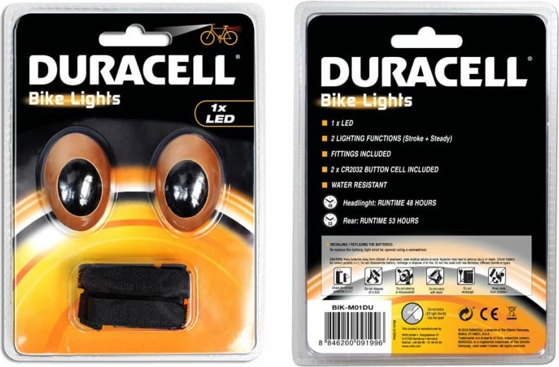 Set i Dritave për Bicikletë Duracell, Frontal dhe Mbrapa, 1 LED 00919