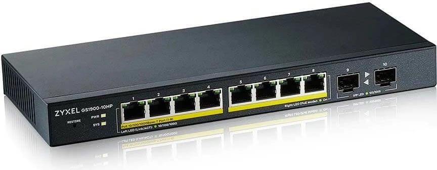Switch Zyxel GS1900-10HP, Managed, L2, Gigabit Ethernet, PoE, Wall mountable