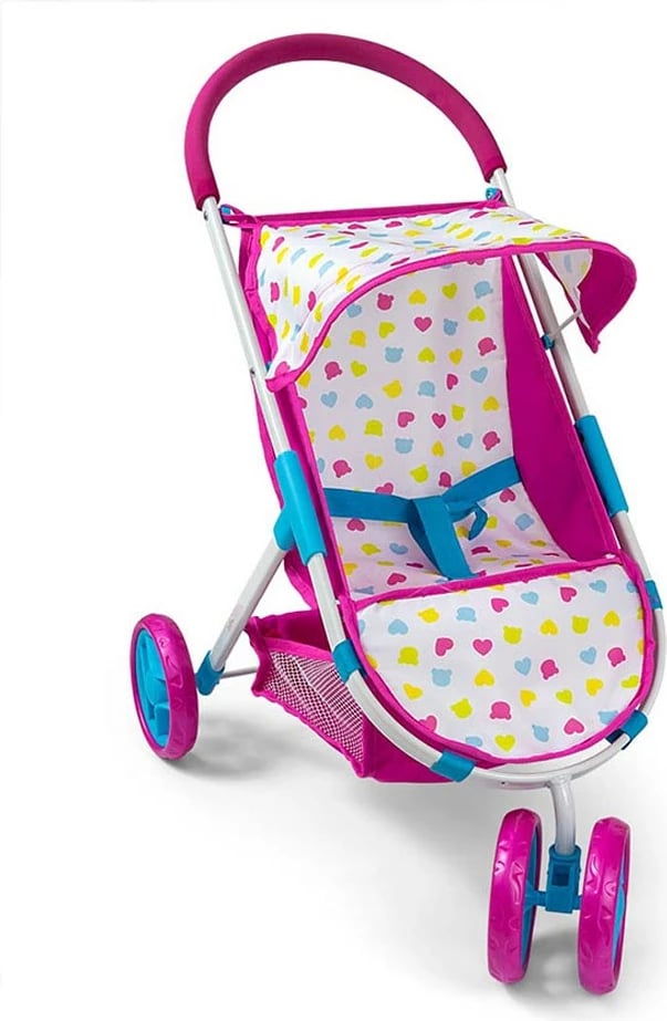 Karrocë për kukulla, Milly Mally Susie Candy, 3-rrota, për kukulla deri 50 cm, lartësia 63 cm, rozë