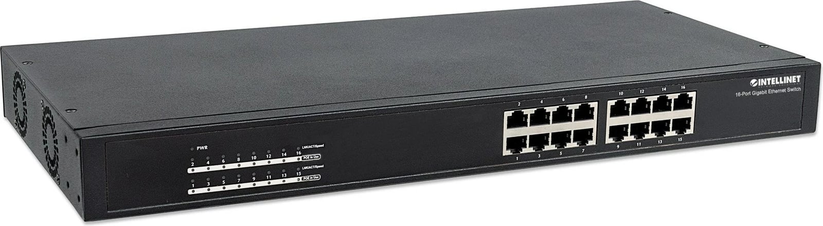 Switch Ethernet Gigabit PoE+ Intellinet me 16 Porta, IEEE 802.3at/af, Endspan, për Montim në Rrast