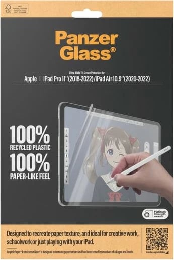 Folie mbrojtëse PanzerGlass GraphicPaper për iPad Pro 11" (2018/2020/2021/2022), për vizatim dhe shkrim, Transparent