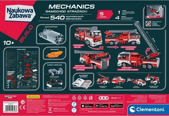 Set ndërtimi Clementoni Scientific Fun 50728, Kamion Zjarrfikës, Kuq