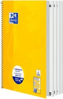 Bllok shënimesh Oxford 100050356, A4, 80 fletë, 90g, i verdhë