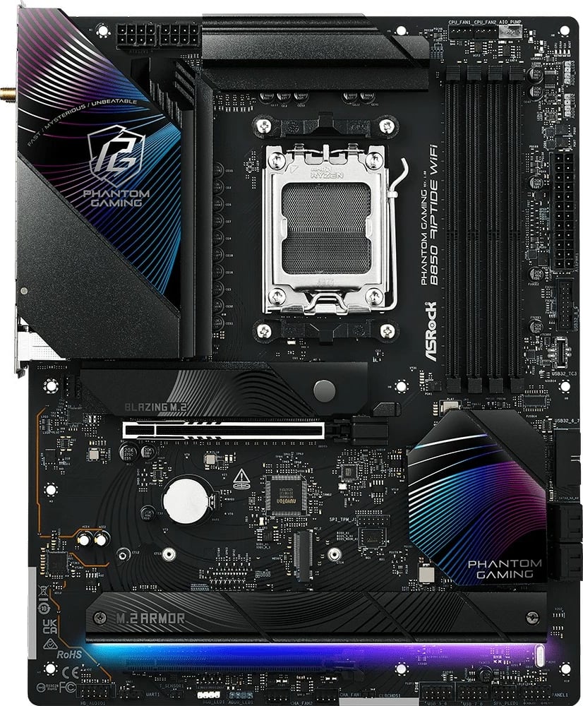 Pllakë amë ASRock B850 Phantom Gaming Riptide WiFi, Socket AM5, 4 DDR5, ATX, e zezë