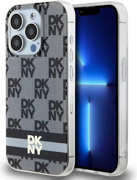 Mbështjellës DKNY IML Checkered Mono Pattern & Printed Stripes MagSafe për iPhone 13/13 Pro, i zi