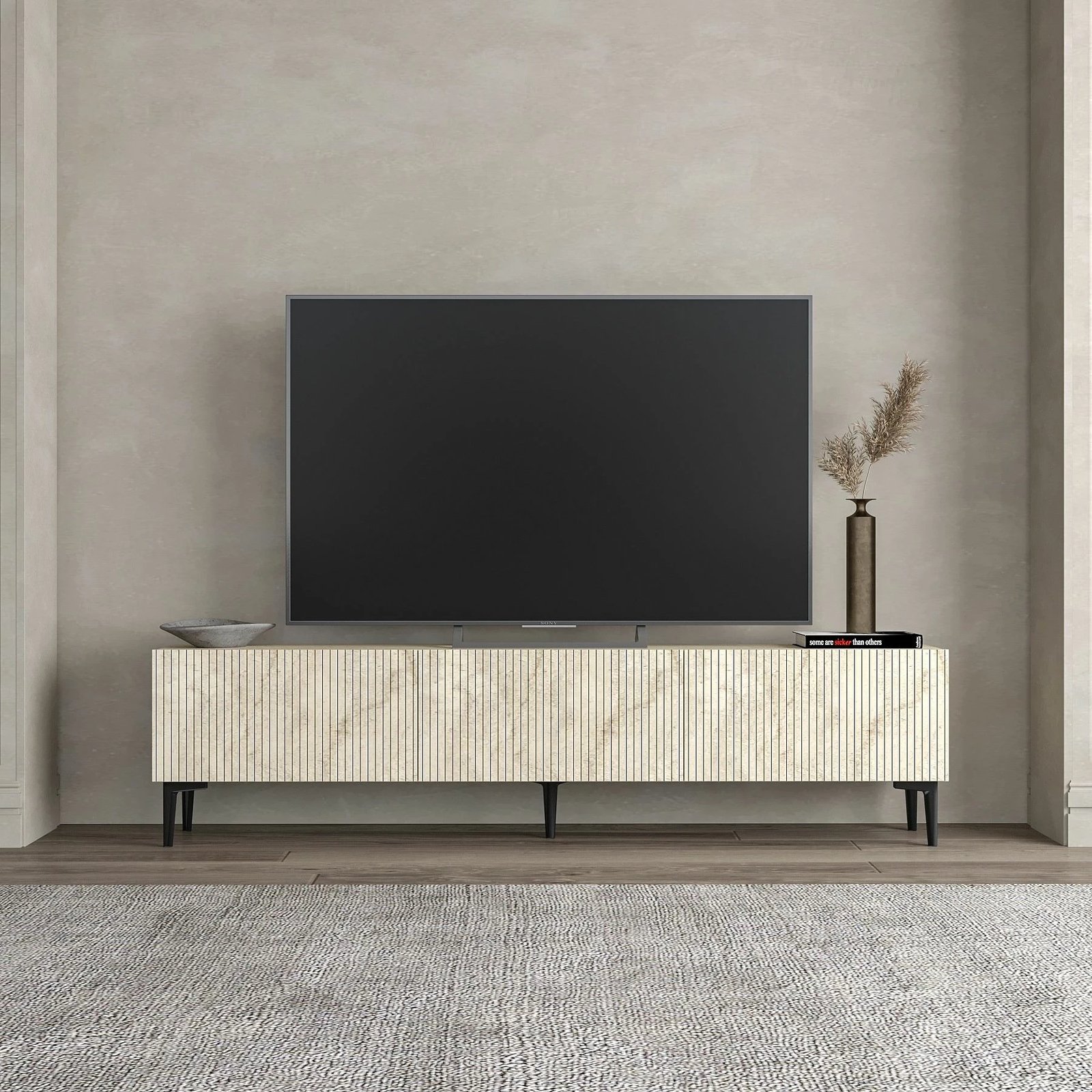 Komodë TV Skye Decor, ngjyrë travertin, Oscar