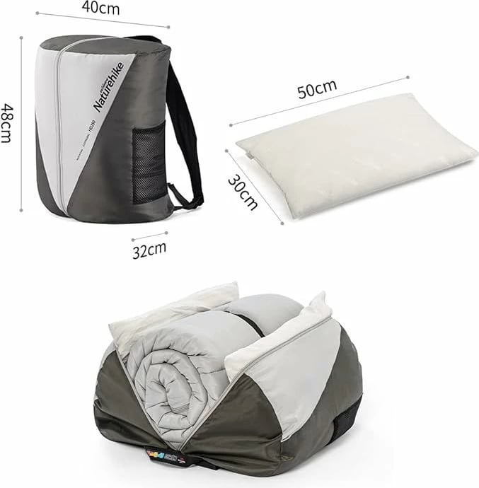 Thes gjumi dopio me jastëk Naturehike, 48 x 40 x 7.62 cm, hiri