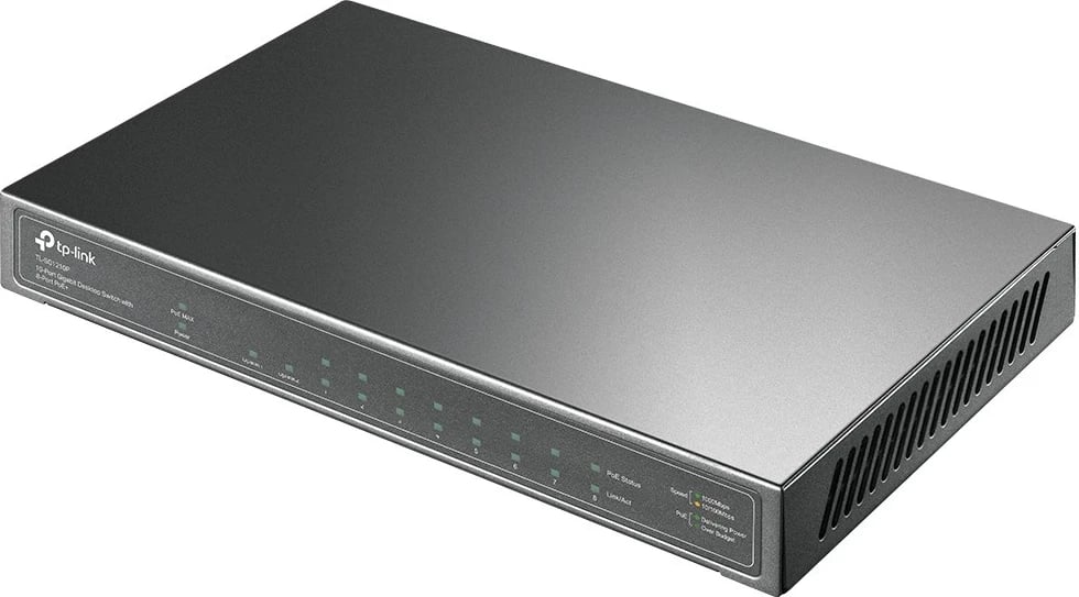 Switch TP-Link TL-SG1210P, 10 porta Gigabit, 8 PoE+, Gri