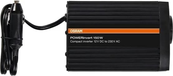 Inverter OSRAM OEINVU150, 150 W, 12V në 230V, me USB, i zi
