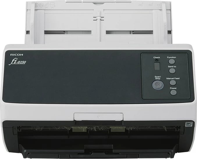 Skaner Ricoh FI-8150, 216 x 355.6 mm, 600 x 600 DPI, 50 ppm, Grayscale, Monochrome, ADF + Manual feed, Zi, Gri